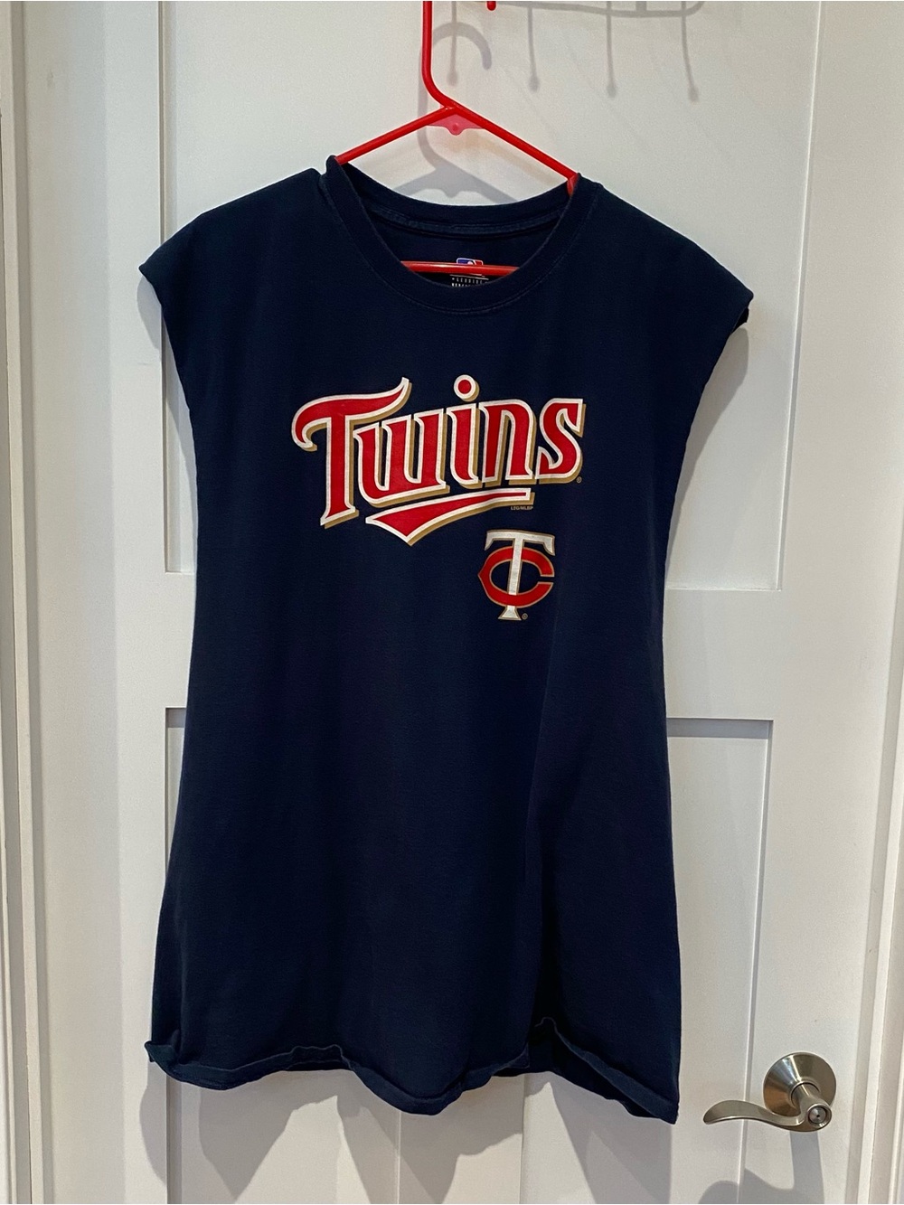 Genuine Merchandise Navy Tee with Red/Blue MLB Logo-sleeveless